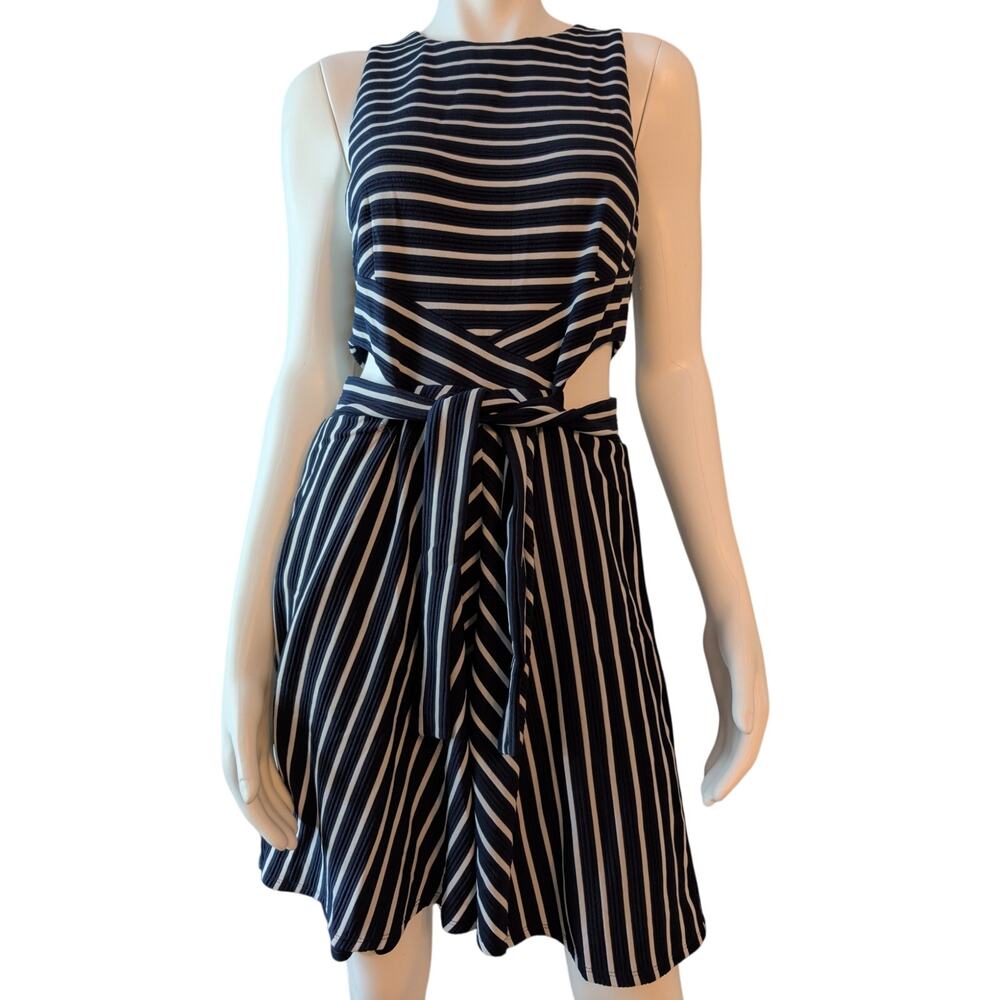 NWT Anthropologie Kinsley Cutout Dress x Hutch LP Stripe Navy White Tie Waist